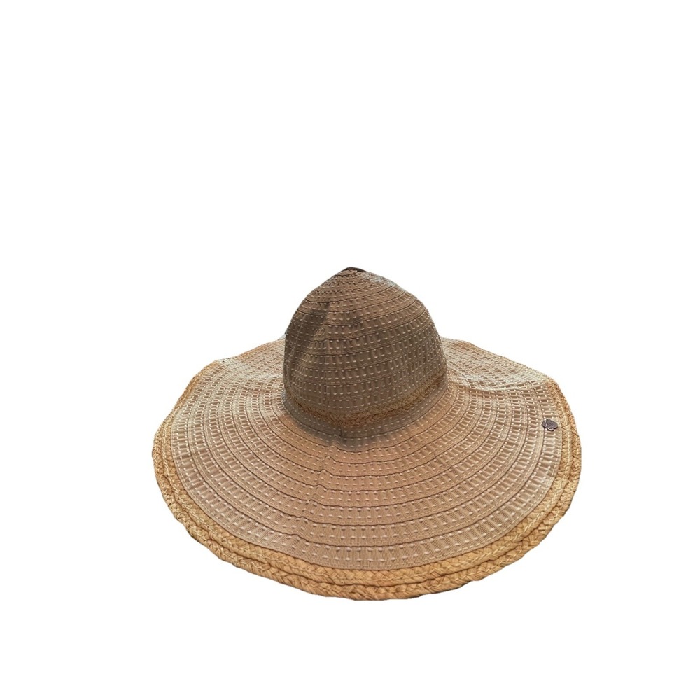 Wide Brim Straw Sun Hat Beige Floppy Beach‎ Summer Travel Vacation BoHo